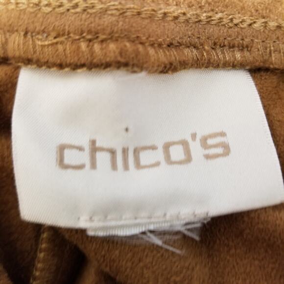 Chico's Women's Faux Suede Cropped Pants-Autumn Brown- Size See Measurements - Picture 6 of 6